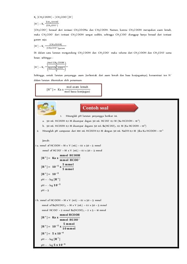Contoh Soal Kimia Kelas 11 Semester 2 Larutan Penyangga