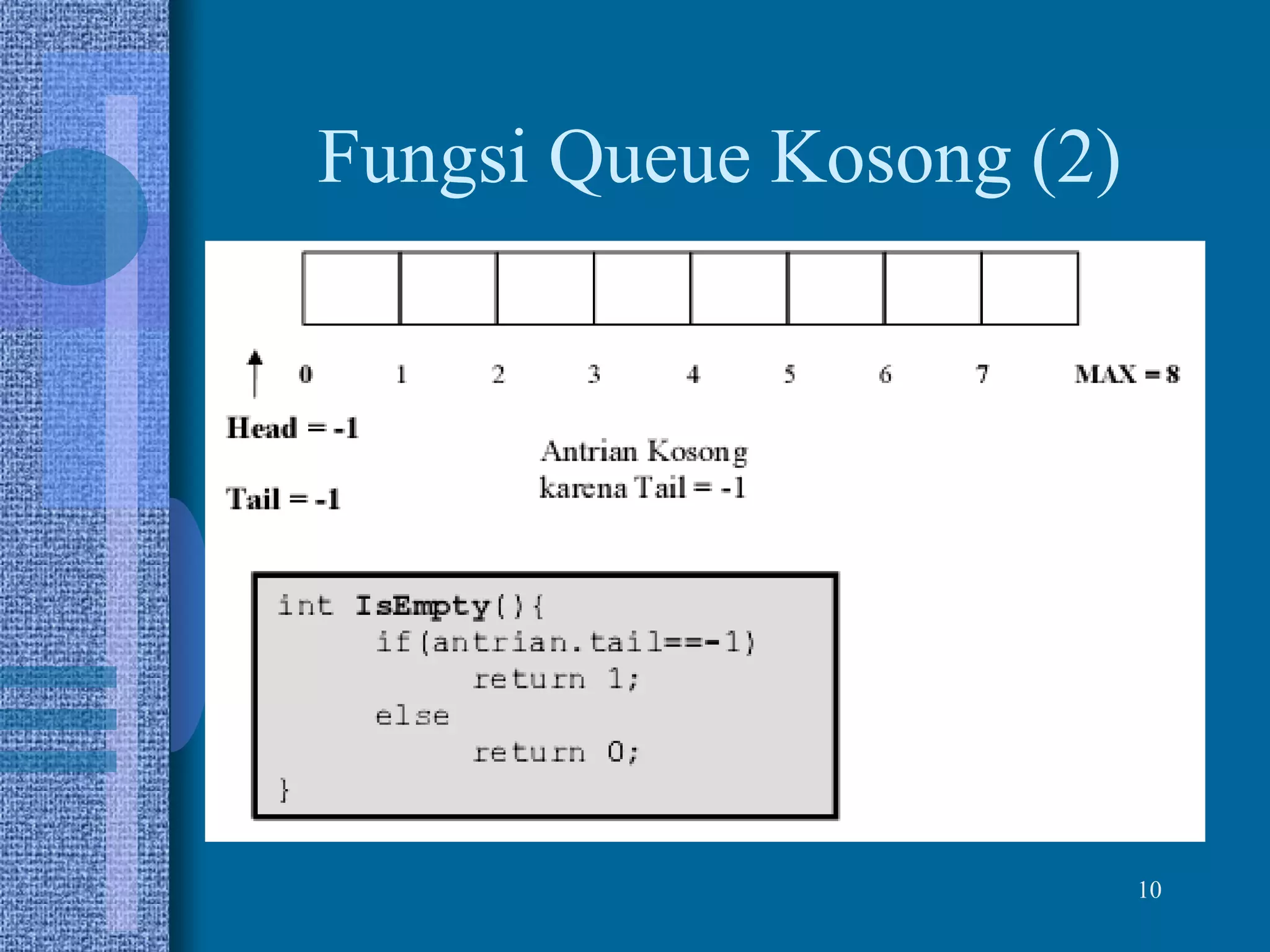 10
Fungsi Queue Kosong (2)
 