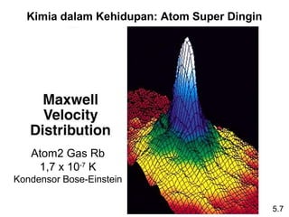Kimia dalam Kehidupan: Atom Super Dingin




   Atom2 Gas Rb
    1,7 x 10-7 K
Kondensor Bose-Einstein


                                             5.7
 