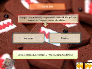 Komputer

Modem

Saluran Telepon (Line Telepon), TV kabel, ISDN, handphone

 