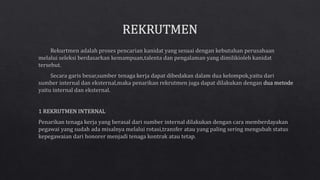 PERENCANAAN PERSONEL DAN PEREKRUTAN SDM 