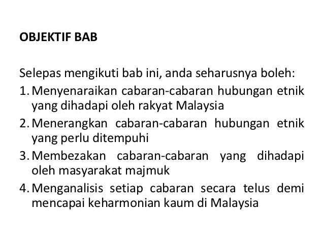 Bab 5 Cabaran Terhadap Hubungan Etnik Di Msia Dan Global