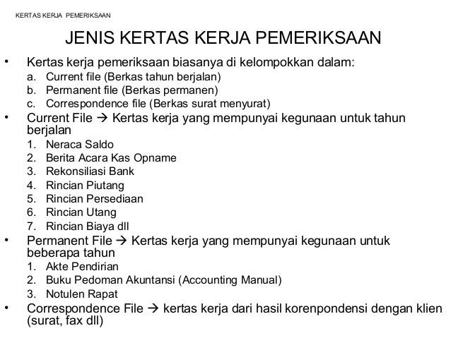 Bab 5 kertas kerja pemeriksaan