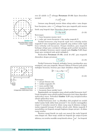 U U U 
U 
S 
U U 
S S 
S S S 
0 1 2 
Gambar 5.5 
(a) Penghantar tidak dilalui arus listrik; 
(b) Penghantar dialiri arus listrik 
dari utara; (c) Penghantar dialiri 
arus listrik dari arah selatan. 
Perhatikan arah simpangan 
jarumnya. 
Sumber: Conceptual Physics, 1998 
Gambar 5.6 
Pola garis medan magnetik yang 
dibentuk oleh serbuk besi di sekitar 
kawat lurus berarus listrik. 
Gambar 5.7 
(a) Kaidah tangan kanan; (b) Jika arus 
menuju pengamat, arah medan 
magnetik berputar ke kiri; (c) 
Jika arah arus menjauhi 
pengamat, arah medan 
magnetik berputar ke kanan. 
Langkah-langkah Percobaan 
1. Susunlah peralatan sehingga terlihat seperti Gambar (a). Dalam keadaan 
sakelar S terbuka, letakkan kawat penghantar di atas kompas dengan arah 
memanjang sejajar dengan jarum kompas. 
2. Perhatikan arah penunjukan jarum kompas. 
3. Kemudian, tutuplah sakelar S seperti pada Gambar (b). Amati jarum kompas, 
apa yang terjadi? 
4. Baliklah polaritas baterai seperti pada Gambar (c). Lakukanlah pengamatan 
seperti langkah 2 dan 4. Amati yang terjadi dengan jarum kompas. 
S S S 
I I I 
I 
0 1 2 
5. Apakah kesimpulan Anda dari kegiatan ini? 
%012%$?4@B00:0;84?C1;8:0A8:0=?4=4C0==F0B4=B0=6?4=60@C7 
:C0B 430= 06=4B8: 38 A4:8B0@ :0E0B 14@0@CA 030 0E0;=F0 A420@0 B830: 
A4=6090 80 4;4B0::0= 90@C :?0A 38 0B0A :0E0B ?0=90=6 F0=6 14@0@CA 
*4@=F0B0 90@C :?0A B4@A41CB 4=60;08 ?4=F8?0=60= 4@8AB8E0 
?4=F8?0=60= 90@C :?0A 30?0B =30 ?4@70B8:0= 4;0;C8 !,!0  