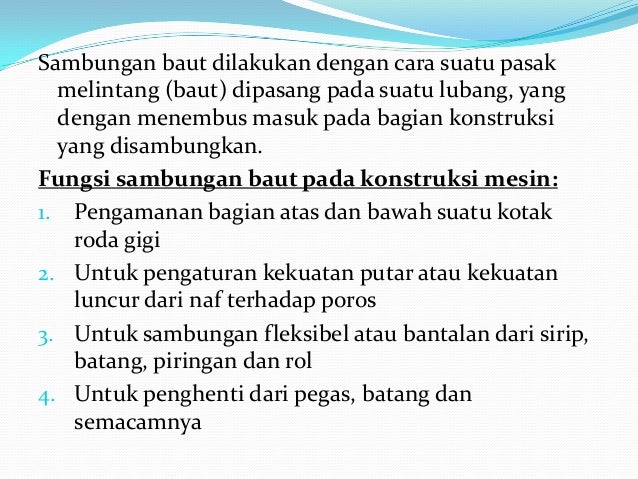 MACAM-MACAM SAMBUNGAN PADA KONSTRUKSI MESIN