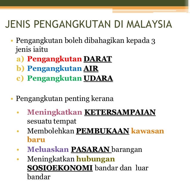 Geografi Tingkatan 2 Pengangkutan Di Malaysia Bab 5