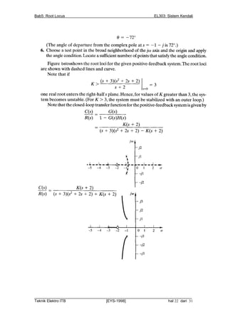Bab5: Root Locus                                          EL303: Sistem Kendali




__________________________________________________________________________
Teknik Elektro ITB                [EYS-1998]                   hal 22 dari 31
 