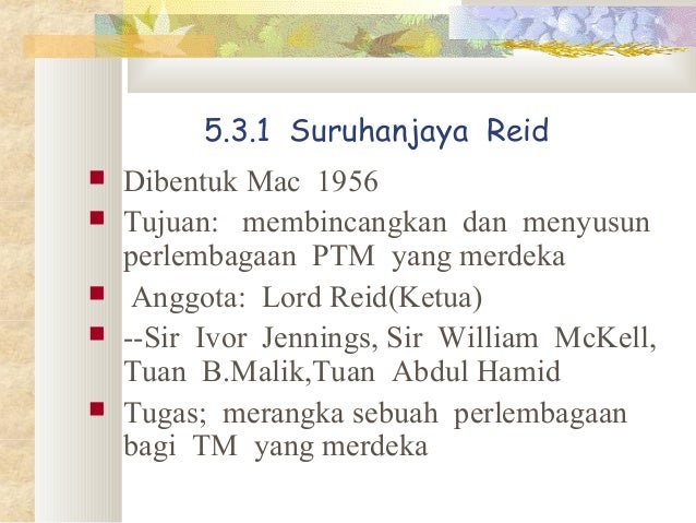 Suruhanjaya Reid Tingkatan 5 Jaroncxt