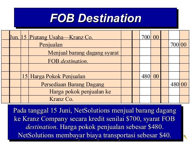 Pengertian fob shipping point dan fob destination