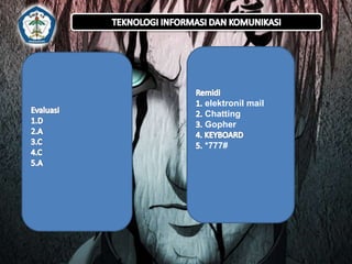 elektronil mail 
Chatting 
Gopher 
*777# 
 