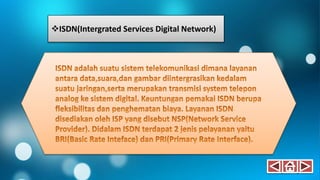 ISDN(Intergrated Services Digital Network)
 