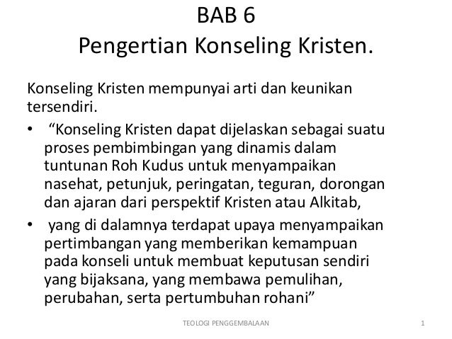 Bab 6 Konseling Penggembalaan