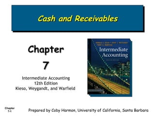 Cash and Receivables Chapter  7 Intermediate Accounting 12th Edition Kieso, Weygandt, and Warfield   Prepared by Coby Harmon, University of California, Santa Barbara 