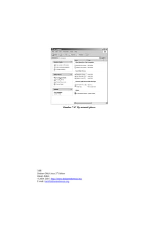 Gambar 7.62 My network places 
168 
Debian GNU/Linux 2nd Edition 
Askari Azikin 
©2004-2007, http://www.debianindonesia.org 
E-mail: kari@debianindonesia.org 
 