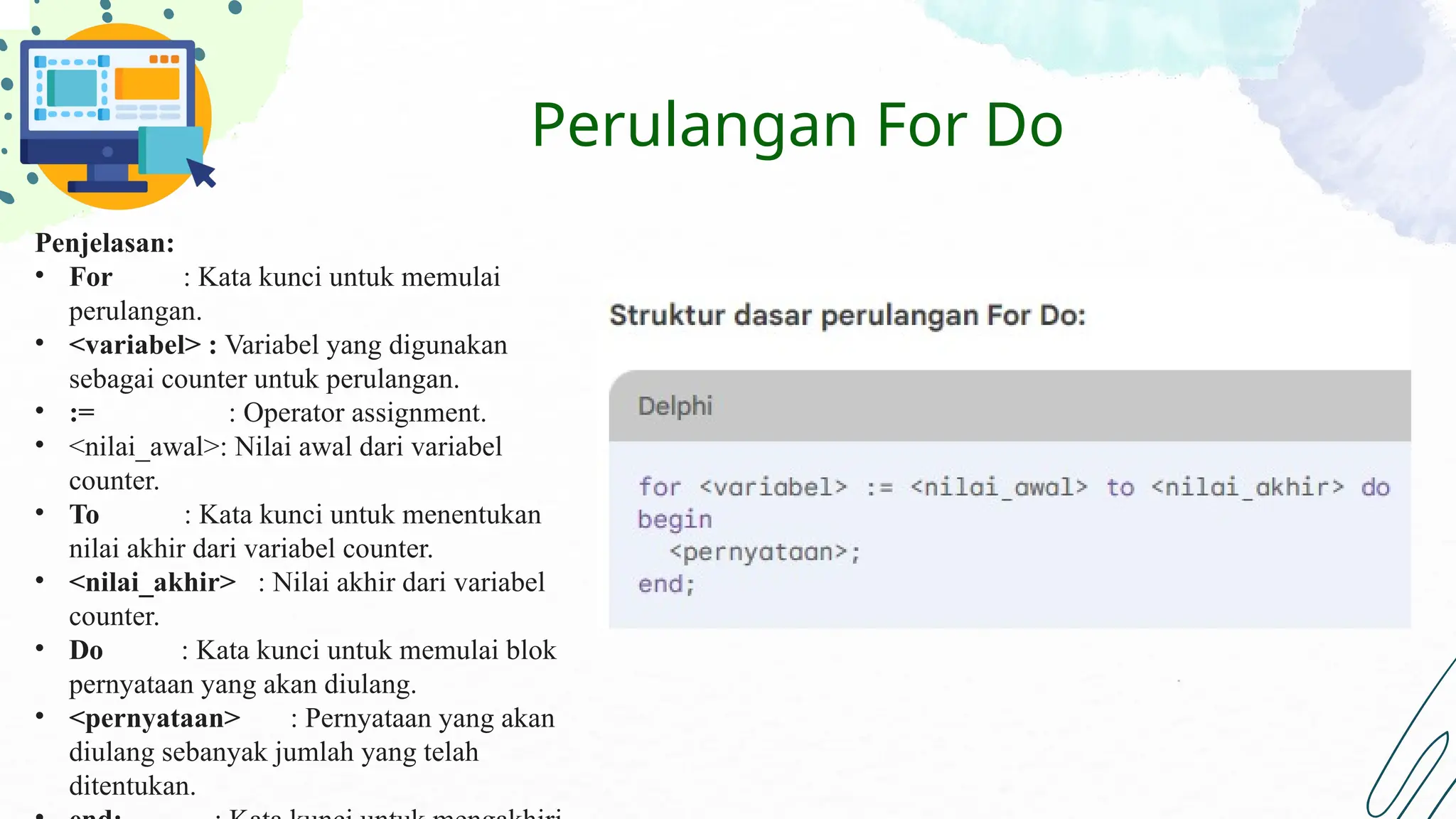 materi pemrograman dasar bab 7 perulangan | PPT