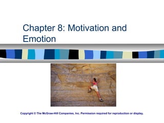 Chapter 8: Motivation and
Emotion
Copyright © The McGraw-Hill Companies, Inc. Permission required for reproduction or display.
 