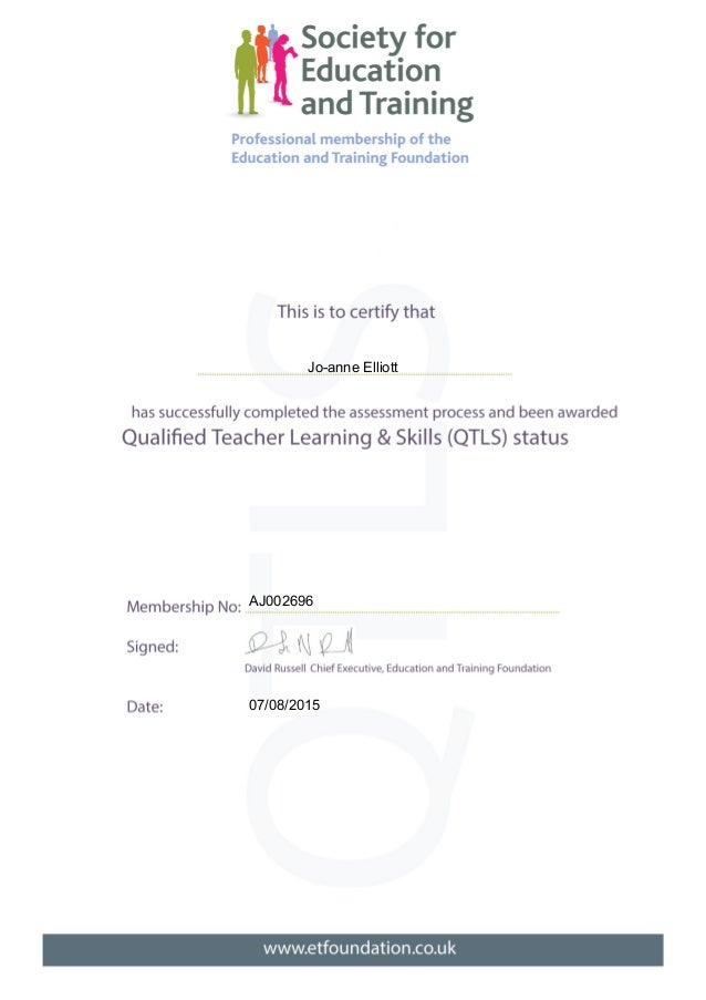 Professional Formation QTLS Certificate