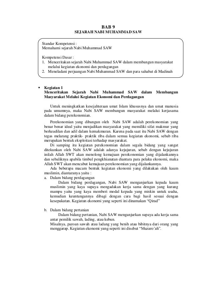 Bab 9 Sejarah Nabi Muhammad Dalam Membangun Masyarakat Bab 9 Sejarah Nabi Muhammad Dalam Membangun Masyarakat