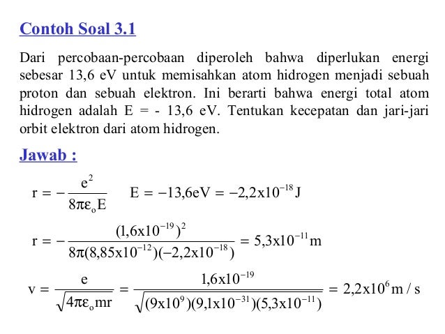 Contoh Soal Tentang Spektrum Atom Hidrogen Berbagi