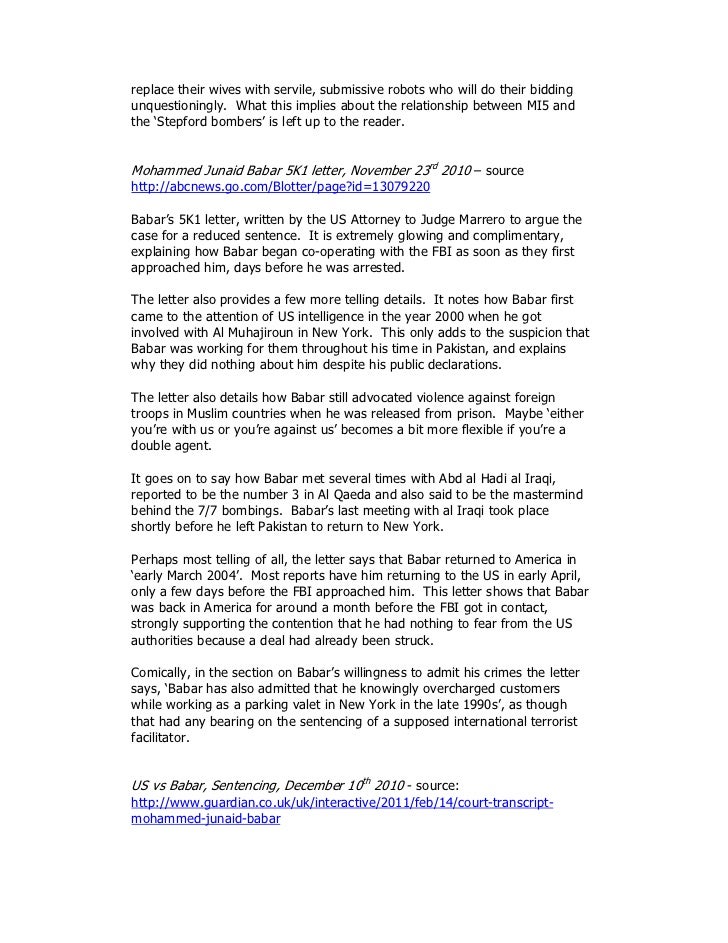 mohammed junaid babar document collection 5k1 letter