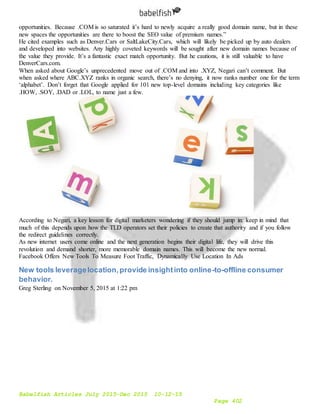 Babelfish Articles July-Dec 2015 10-12-15