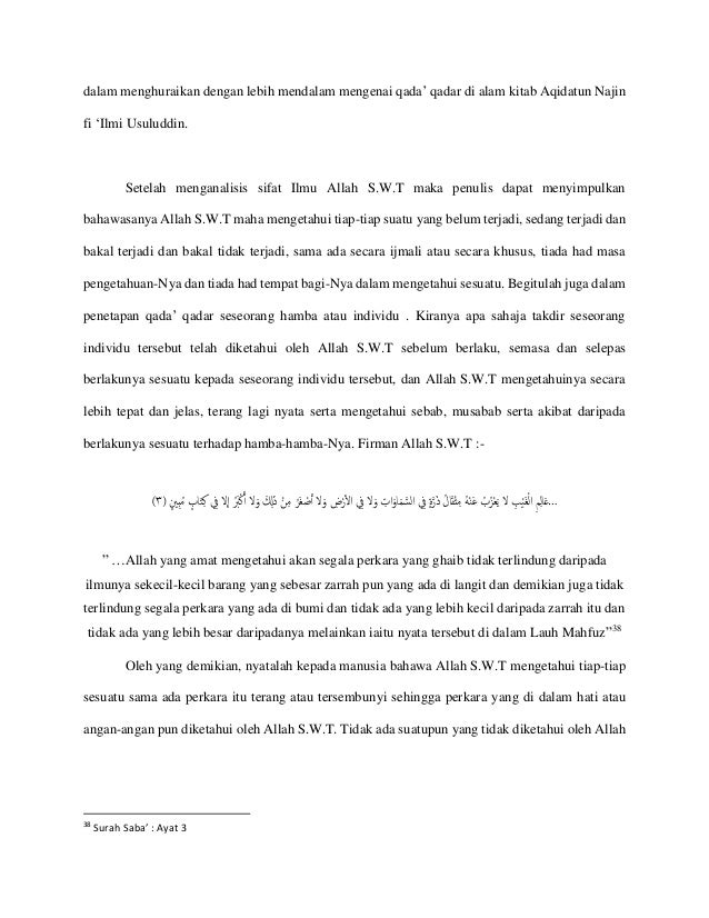 Analisis Qada Qadar Dalam Kitab Aqidah An Najin