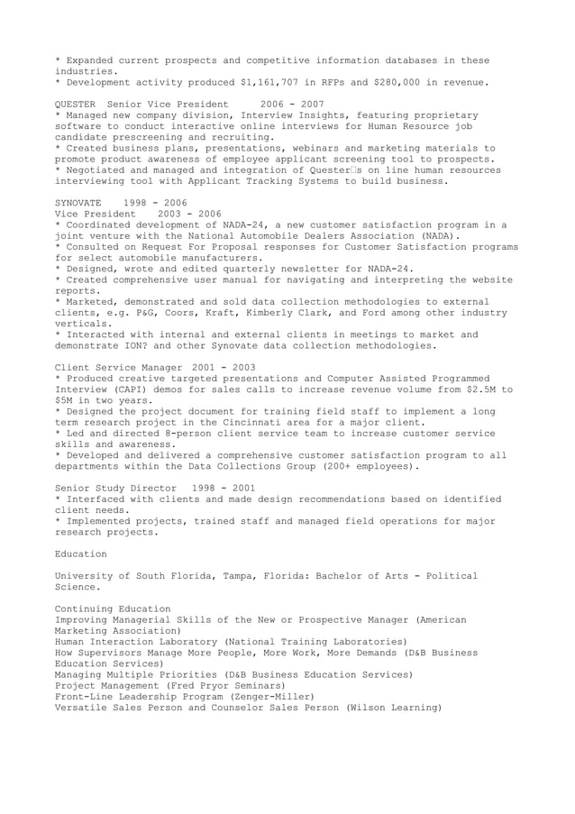 Plain Text resume format PDF - Plain Text Resume Format 2 638 