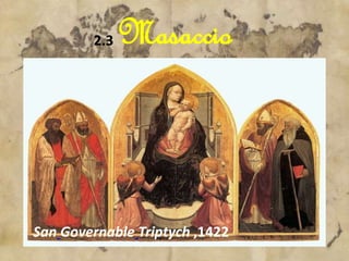 Masaccio 
2.3 
San Governable Triptych ,1422 
 