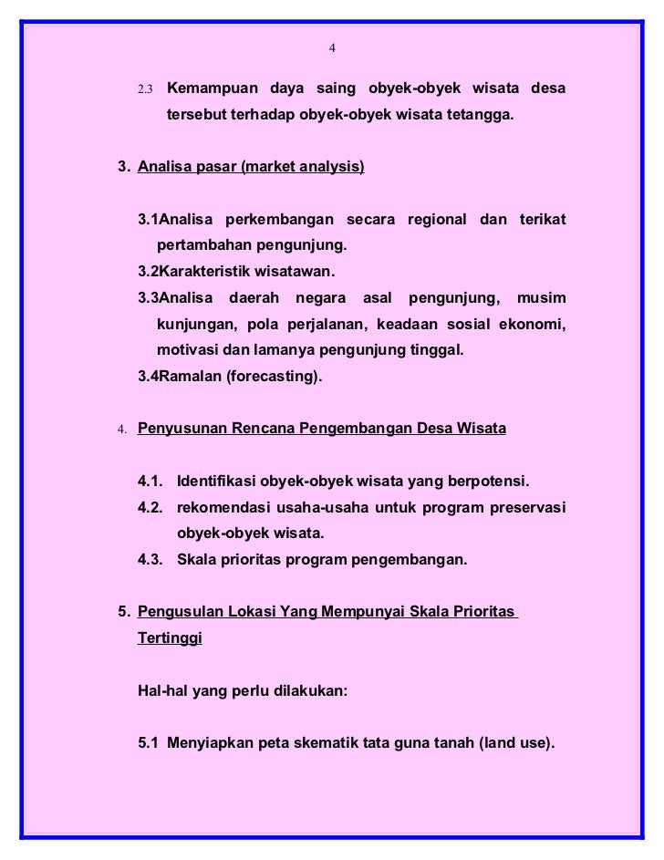 Rencana Pembangunan Desa Wisata