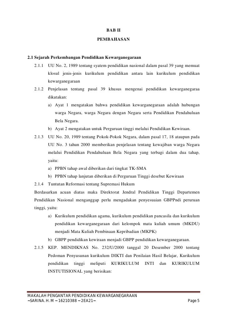 Makalah Pendidikan Kewarganegaraan Bab I