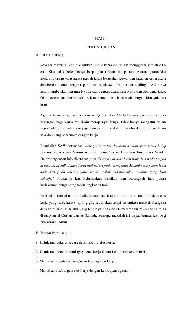 Makalah Etos Kerja