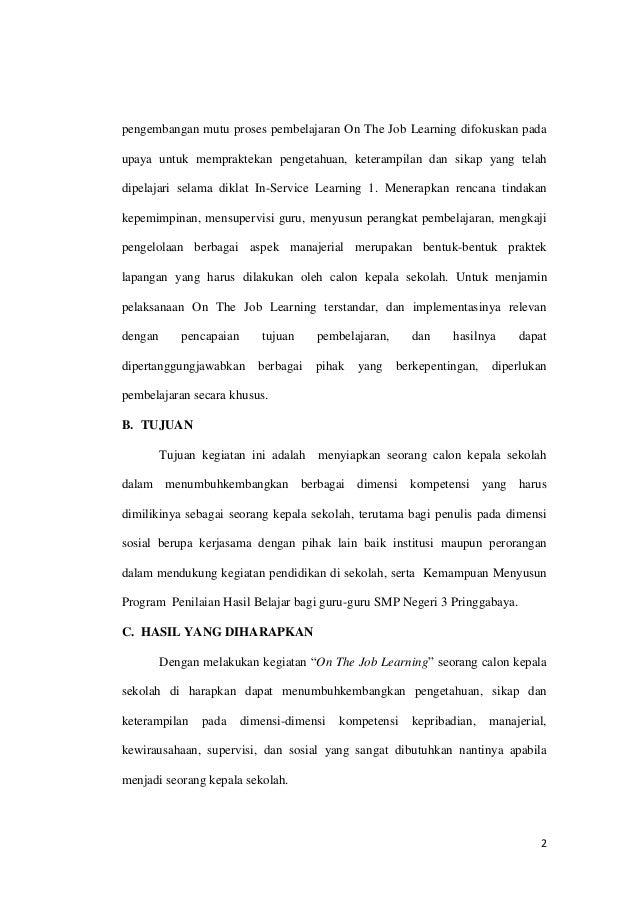 Contoh Laporan Ojl Diklat Cakep Bab I