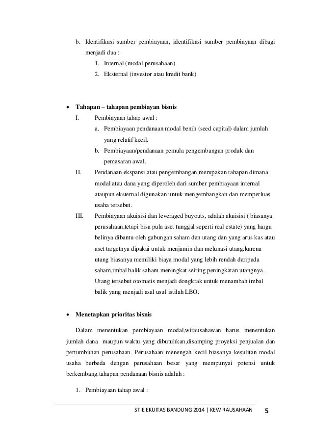 Kewirausahaan Pembiayaan Usaha Yang Berkembang