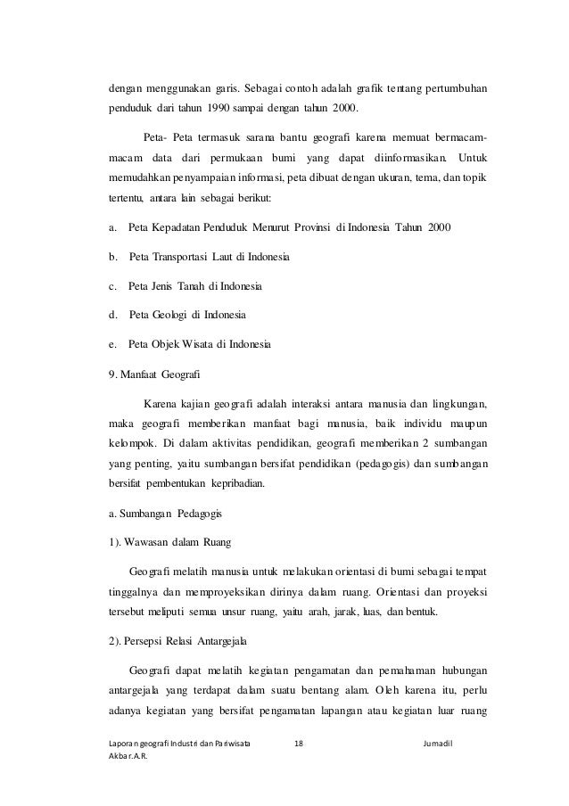 Laporan Geografi industri dan pariwisata Laporan Geografi industri dan pariwisata