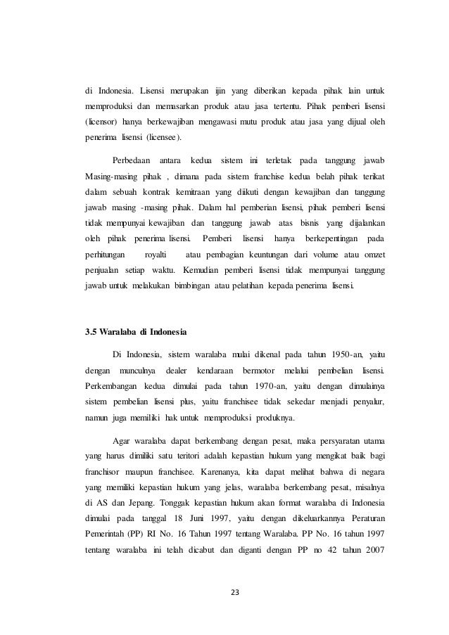 Makalah Waralaba Di Indonesia Makalah Waralaba Di Indonesia