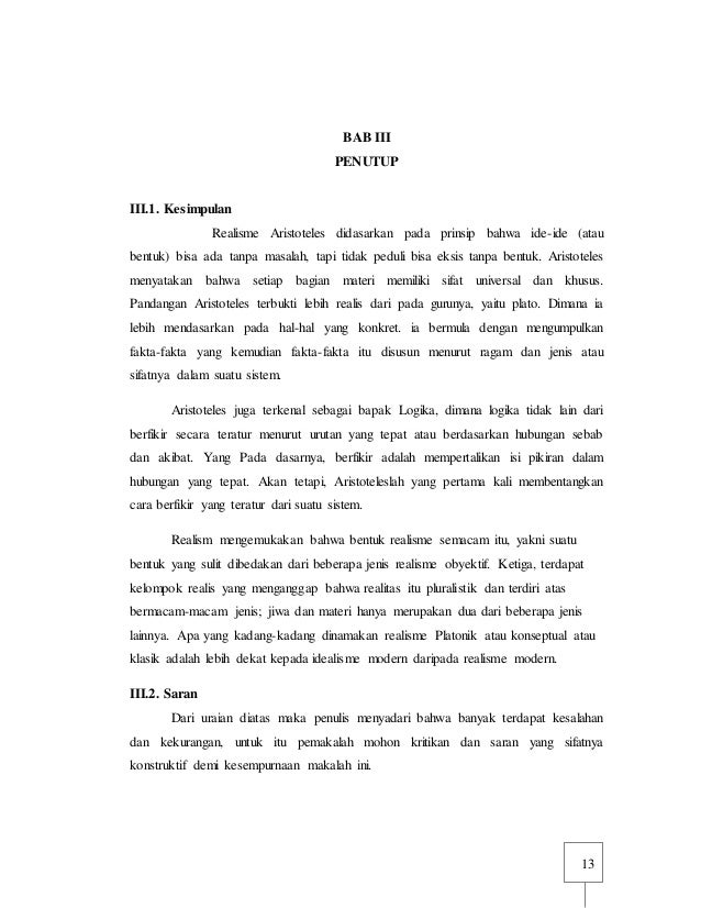 Makalah Filsafat Realisme Aristoteles