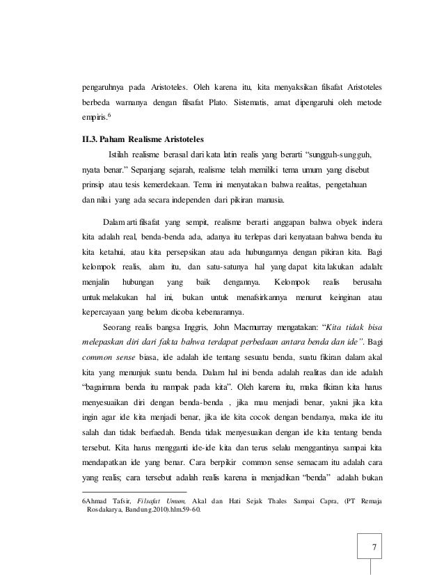 Makalah Filsafat Realisme Aristoteles