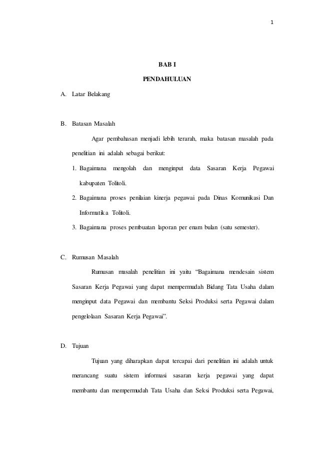 Bab 1 Contoh Laporan Sistem Informasi Sasaran Kerja Pegawai Skp Unt