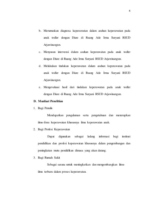 Asuhan Keperawatan Pada Anak Usia 17 Bulan Toddler Dengan Diare Asuhan Keperawatan Pada Anak Usia 17 Bulan Toddler Dengan Diare