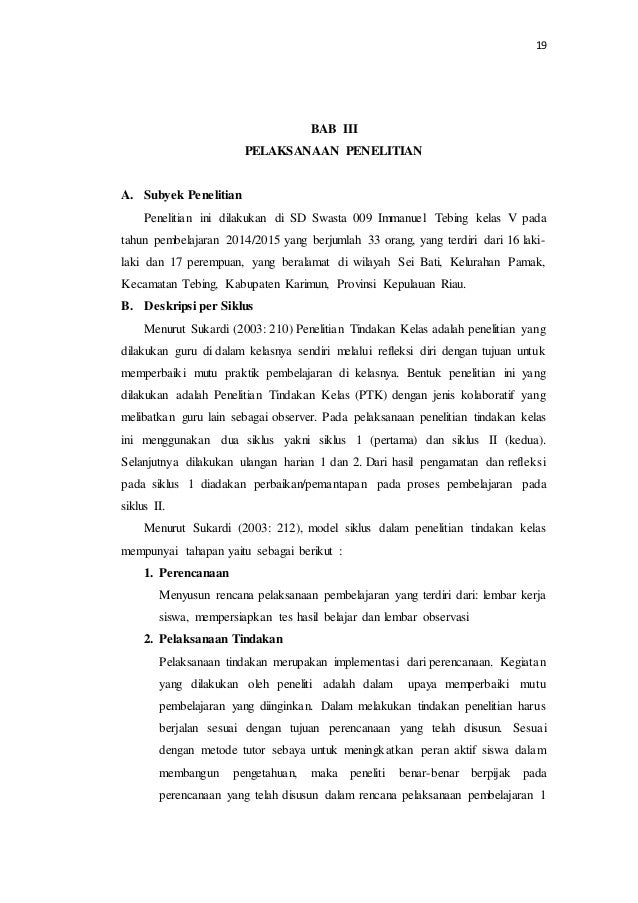 Contoh PTK Bab I - V