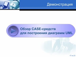 Демонстрация   Обзор  CASE- средств    для построения диаграмм  UML 