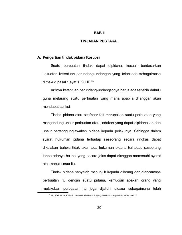 Bab Ii Pengembalian Kerugian Keuangan Negara Tp Korupsi Tdk Hapuskan