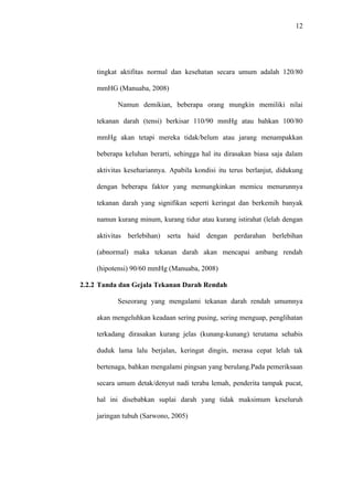 37




      Distribusi Frekuensi Pendidikan Ibu Hamil Terhadap Pengetahuan
       Ibu Hamil Tentang Hipotensi Dalam Wilayah Kerja Puskesmas
                   Manyak Payed Kabupaten Aceh Tamiang
                                 Tahun 2011

                          Pengetahuan Ibu Hamil Tentang
                                    Hipotensi                          Jumlah
 No     Pendidikan
                            Baik      Cukup      Kurang
                          F     %    F     %     F    %                F       %
  1     Tinggi            4    57,1  2    28,6   1   14,3              7      100
  2     Menengah          6      17,1   12     34,3   17     48,6      35     100
  3     Dasar             4      7,4    10     18,5   40     74,1      54     100

     Jumlah           14                24            58               96
Sumber : Data Primer Diolah 2011

        Berdasarkan tabel 5.5. di atas dapat dilihat bahwa dari 7 responden

(100) berpendidikan tinggi mayoritas berpengetahuan baik tentang hipotensi

sebanyak 4 responden (57,1%), dari 35 responden (100%) berpendidikan

menengah mayoritas berpengetahuan kurang sebanyak 17 responden (48,6%)

dan    dari     54   responden   (100%)      berpendidikan    rendah       mayoritas

berpengetahuan kurang sebanyak 40 responden (74,1%)

        Dari hasil persentase di atas dapat dismpulkan ada kecenderungan

hubungan antara pendidikan Ibu dengan pengetahuan Ibu tentang hipotensi




5.3.2. Umur Ibu Hamil Terhadap Pengetahuan Ibu Hamil Tentang
       Hipotensi

                               Tabel 5.6
      Distribusi Frekuensi Umur Ibu Hamil Terhadap Pengetahuan Ibu
         Hamil Tentang Hipotensi Dalam Wilayah Kerja Puskesmas
                  Manyak Payed Kabupaten Aceh Tamiang
                               Tahun 2011
 