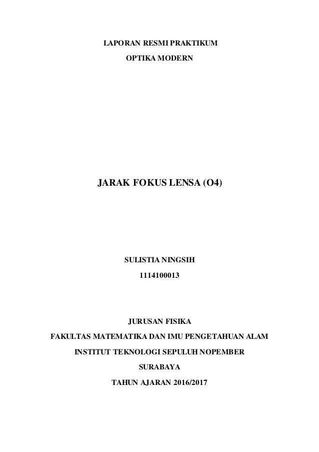 Pengukuran Jarak Fokus Lensa