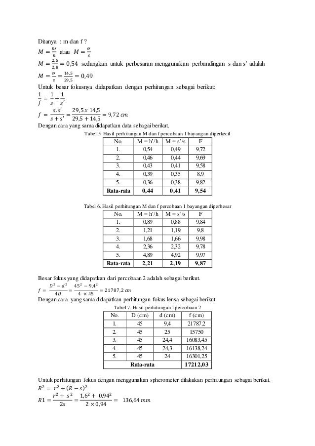 Pengukuran Jarak Fokus Lensa