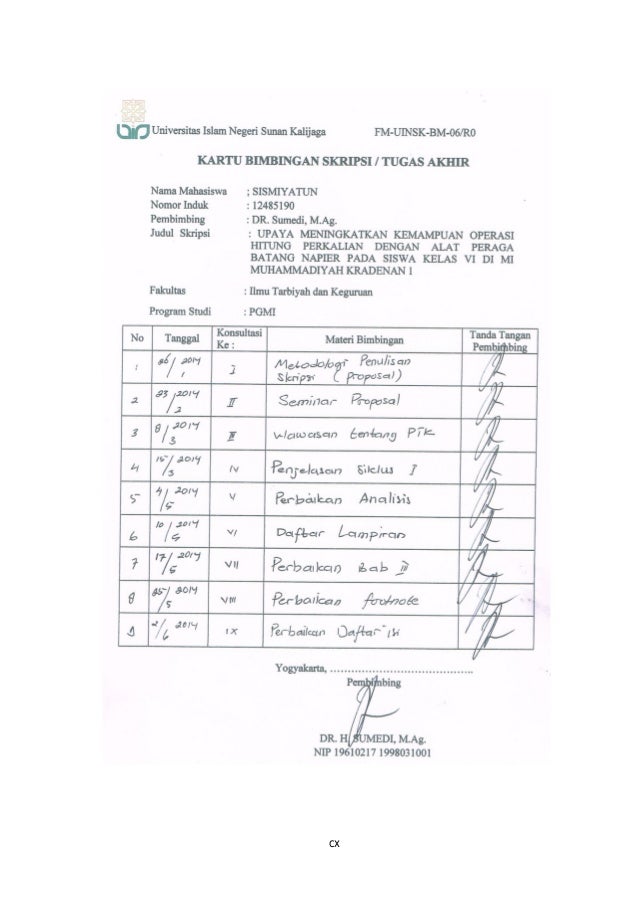 contoh PTK Matematika Kelas VI