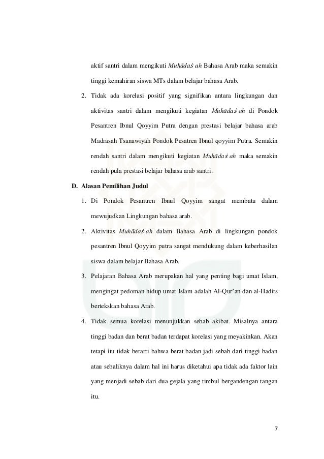 Contoh Skripsi Bahasa Arab Dan Terjemahannya Ide Judul