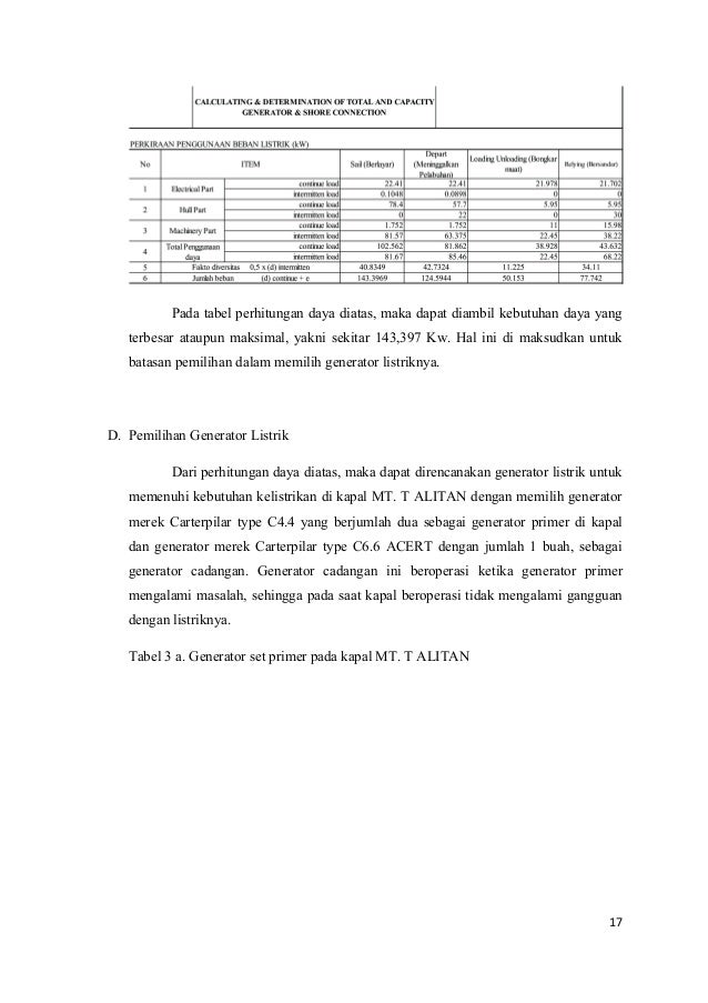 Perencanaan Kebutuhan Listrik Kapal