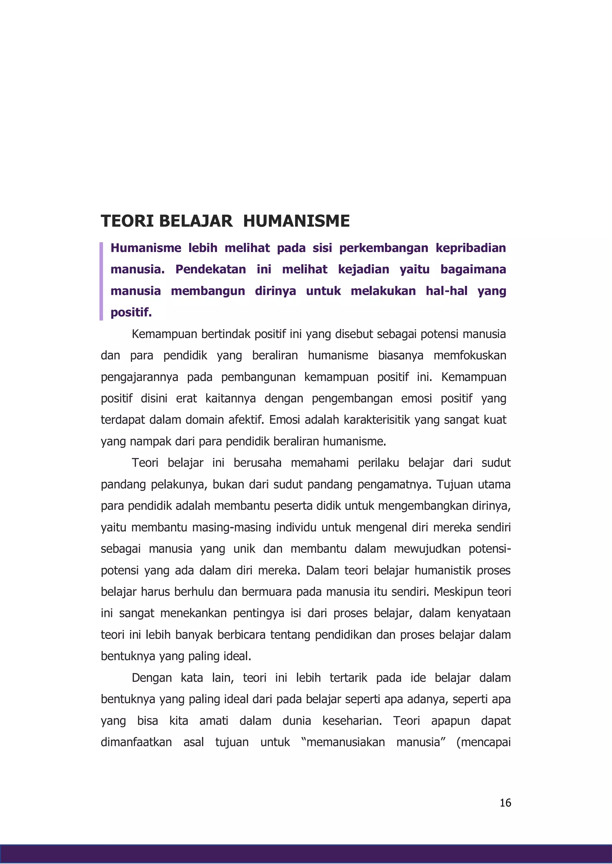 Teori belajar Kognitivisme, Behaviorisme, Humanisme, Dan Konstruktivisme