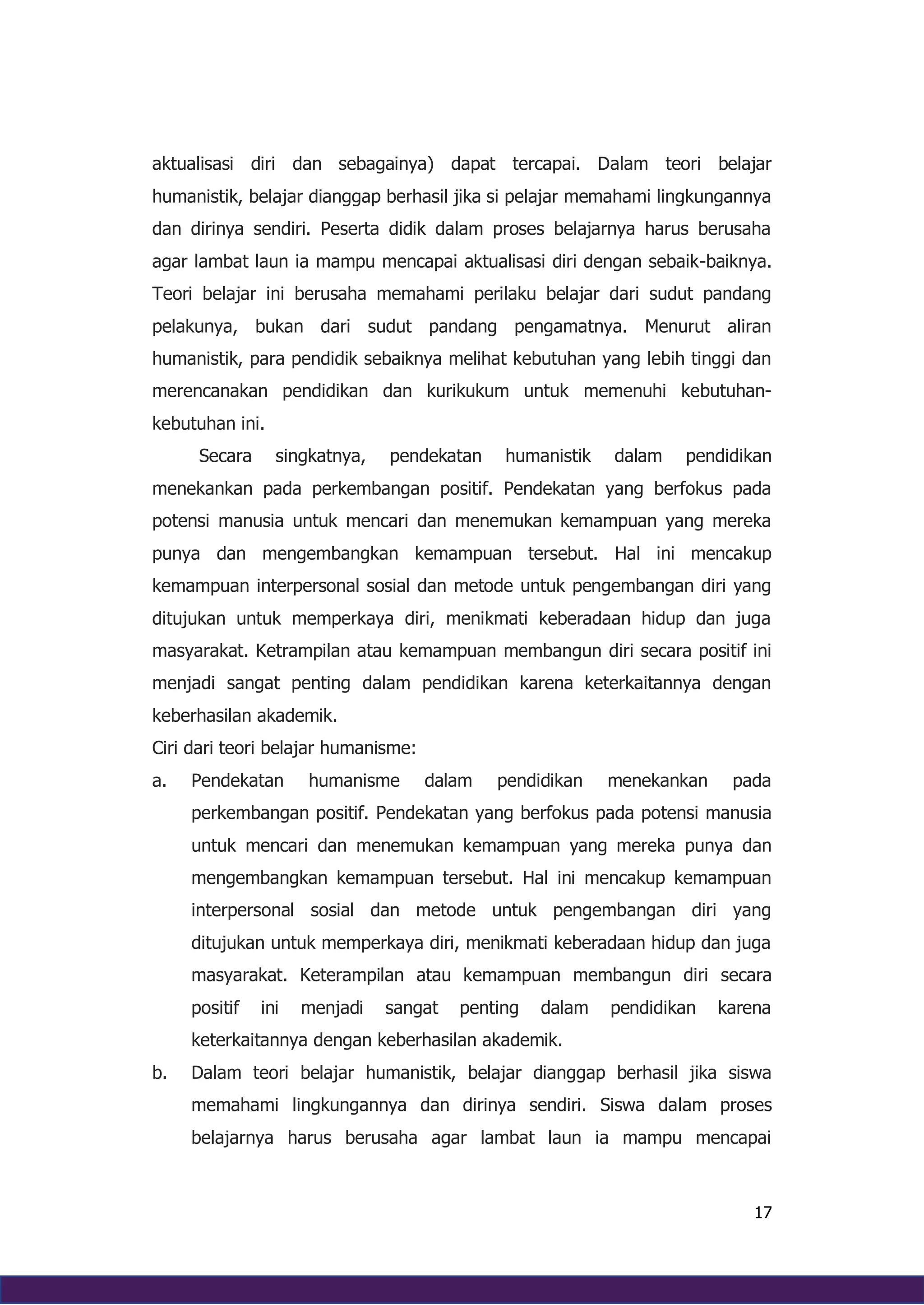 Teori belajar Kognitivisme, Behaviorisme, Humanisme, Dan Konstruktivisme